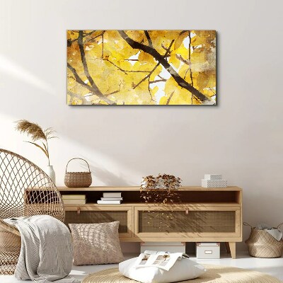 Foto leinwand Goldene Blätter in der Sonne