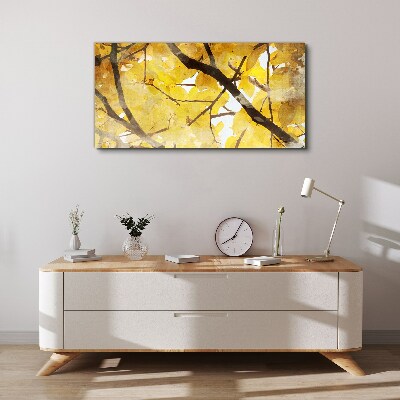 Foto leinwand Goldene Blätter in der Sonne
