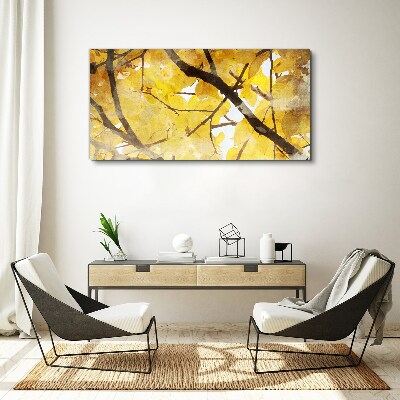 Foto leinwand Goldene Blätter in der Sonne