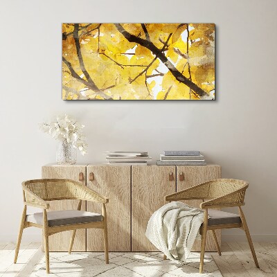 Foto leinwand Goldene Blätter in der Sonne