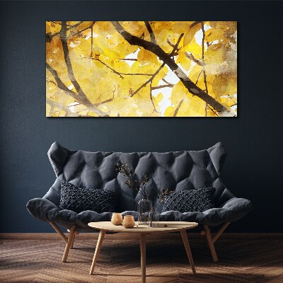 Foto leinwand Goldene Blätter in der Sonne