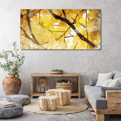 Foto leinwand Goldene Blätter in der Sonne