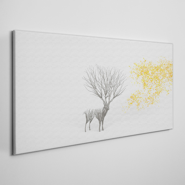 Foto auf leinwand Baum und Hirsch im Wind