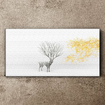Foto auf leinwand Baum und Hirsch im Wind