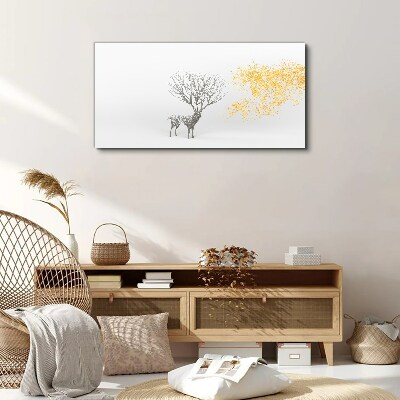 Foto auf leinwand Baum und Hirsch im Wind