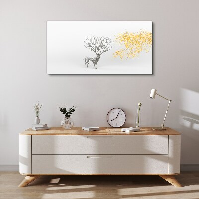 Foto auf leinwand Baum und Hirsch im Wind
