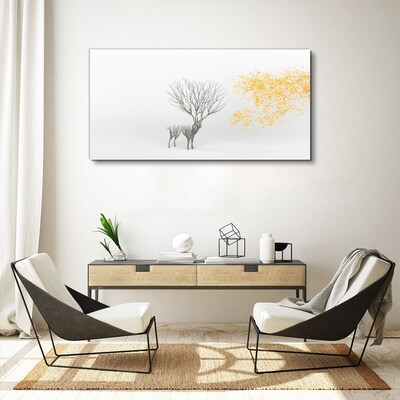 Foto auf leinwand Baum und Hirsch im Wind