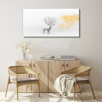 Foto auf leinwand Baum und Hirsch im Wind