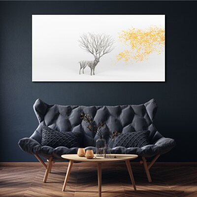 Foto auf leinwand Baum und Hirsch im Wind