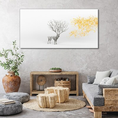 Foto auf leinwand Baum und Hirsch im Wind