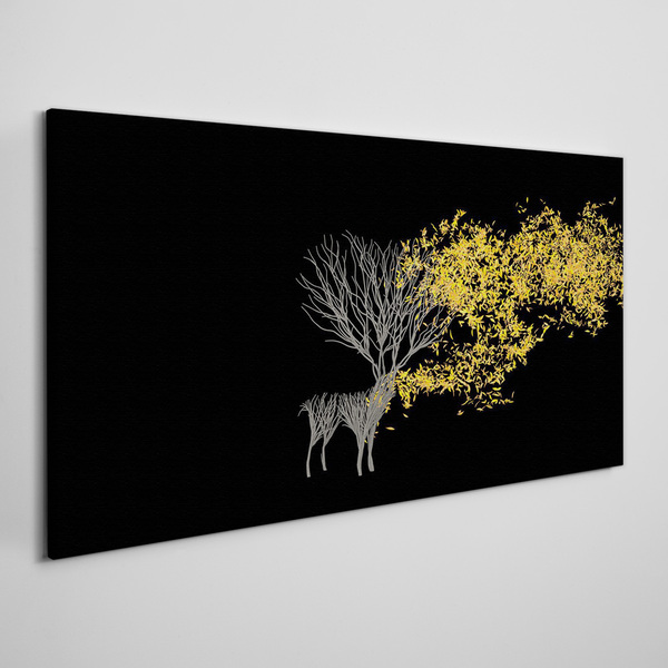 Bild auf leinwand Goldene Blätter auf schwarzem Hintergrund