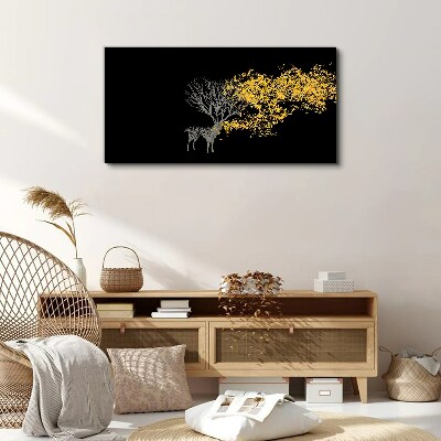 Bild auf leinwand Goldene Blätter auf schwarzem Hintergrund