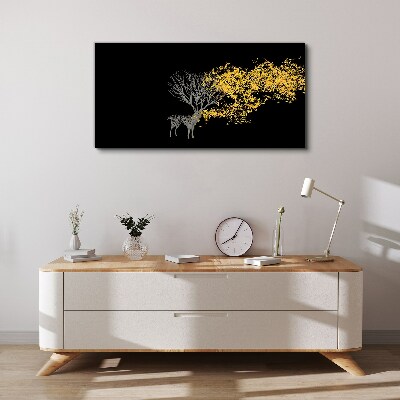 Bild auf leinwand Goldene Blätter auf schwarzem Hintergrund