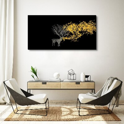 Bild auf leinwand Goldene Blätter auf schwarzem Hintergrund