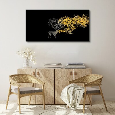 Bild auf leinwand Goldene Blätter auf schwarzem Hintergrund