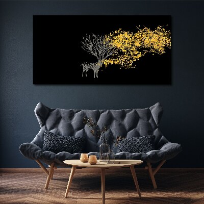 Bild auf leinwand Goldene Blätter auf schwarzem Hintergrund