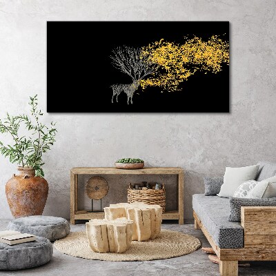 Bild auf leinwand Goldene Blätter auf schwarzem Hintergrund
