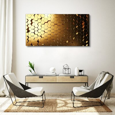 Foto auf leinwand Goldene Sechsecke im Licht