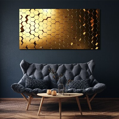 Foto auf leinwand Goldene Sechsecke im Licht