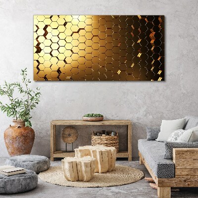 Foto auf leinwand Goldene Sechsecke im Licht