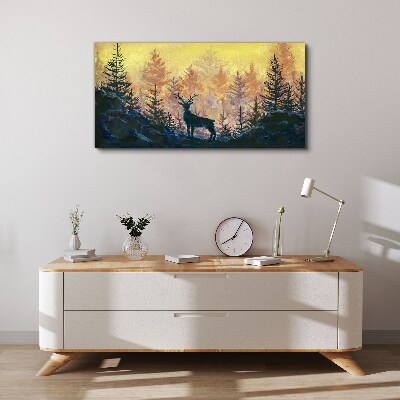Foto auf leinwand Goldener Morgen im Wald