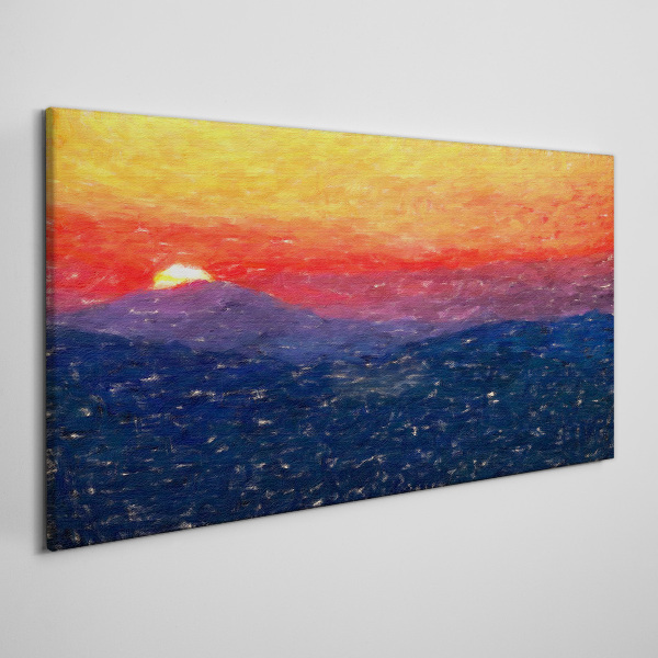 Wandbild Sonnenuntergang über einer Berglandschaft