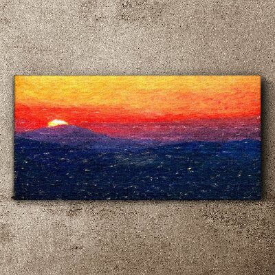 Wandbild Sonnenuntergang über einer Berglandschaft
