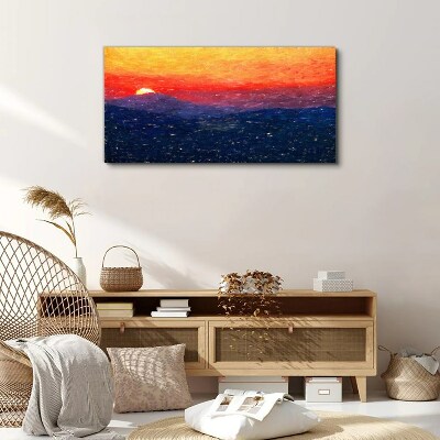 Wandbild Sonnenuntergang über einer Berglandschaft