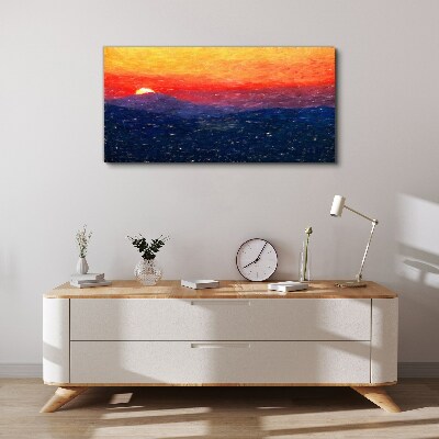 Wandbild Sonnenuntergang über einer Berglandschaft