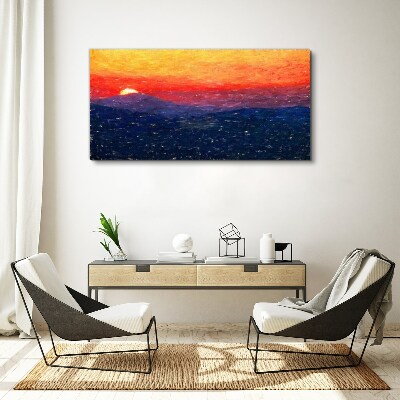 Wandbild Sonnenuntergang über einer Berglandschaft