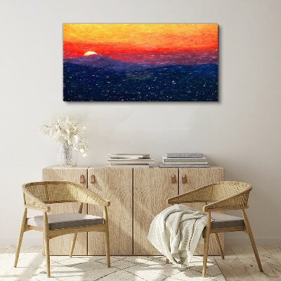 Wandbild Sonnenuntergang über einer Berglandschaft