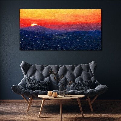 Wandbild Sonnenuntergang über einer Berglandschaft