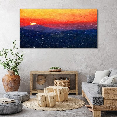Wandbild Sonnenuntergang über einer Berglandschaft