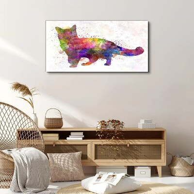 Bild auf leinwand Bunte Katze im Aquarellstil