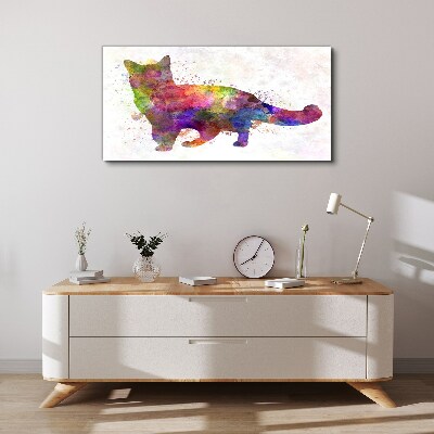 Bild auf leinwand Bunte Katze im Aquarellstil