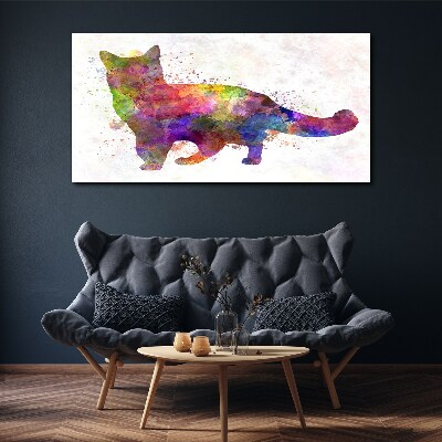 Bild auf leinwand Bunte Katze im Aquarellstil