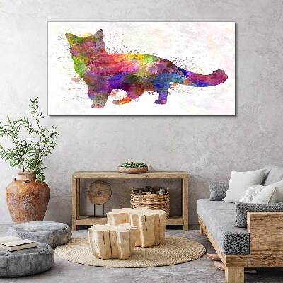 Bild auf leinwand Bunte Katze im Aquarellstil
