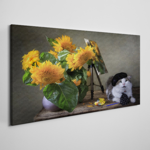 Foto auf leinwand Blumen Tierkatze