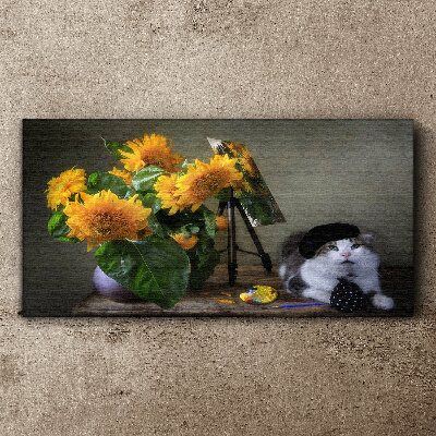 Foto auf leinwand Blumen Tierkatze