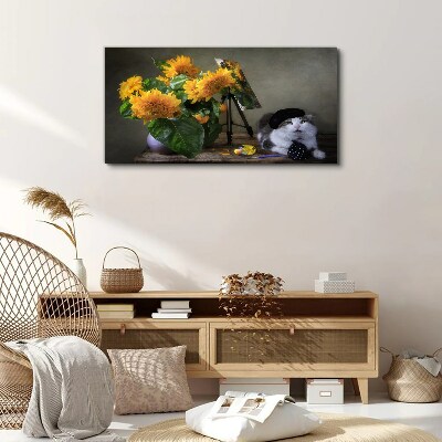 Foto auf leinwand Blumen Tierkatze