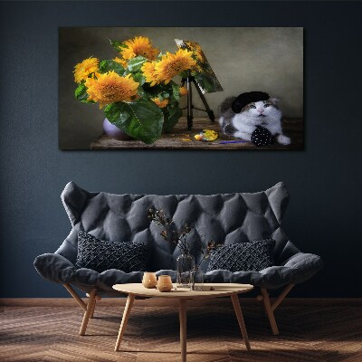 Foto auf leinwand Blumen Tierkatze