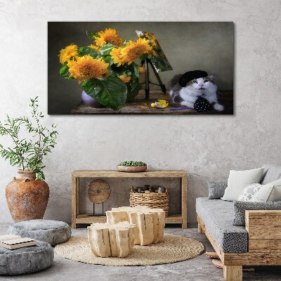 Foto auf leinwand Blumen Tierkatze