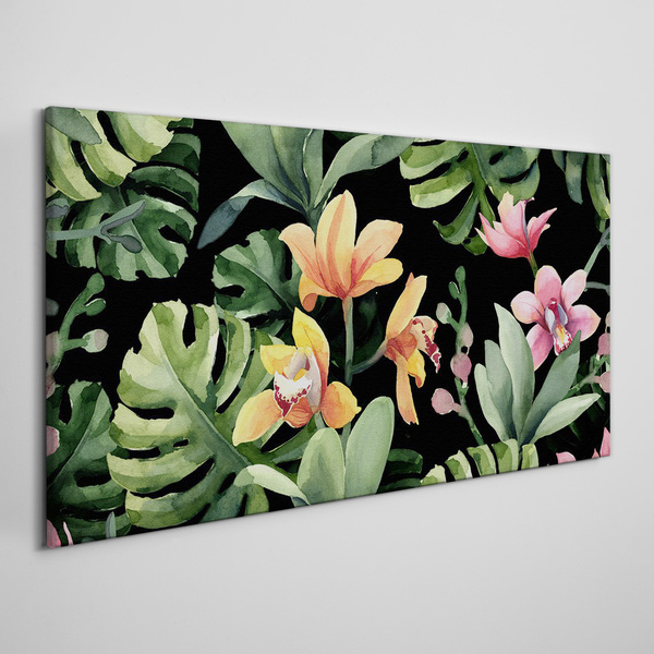 Foto leinwand Tropischer Garten in Aquarell