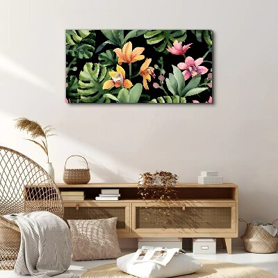 Foto leinwand Tropischer Garten in Aquarell