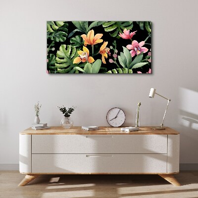 Foto leinwand Tropischer Garten in Aquarell