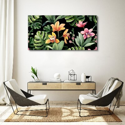 Foto leinwand Tropischer Garten in Aquarell