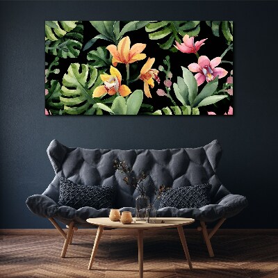 Foto leinwand Tropischer Garten in Aquarell