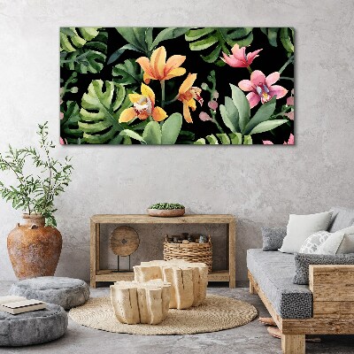 Foto leinwand Tropischer Garten in Aquarell
