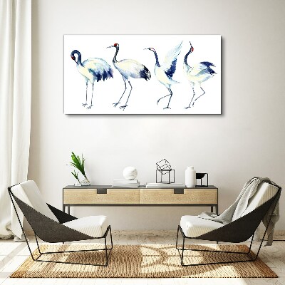 Bild auf leinwand Tanzende Kraniche in Aquarell