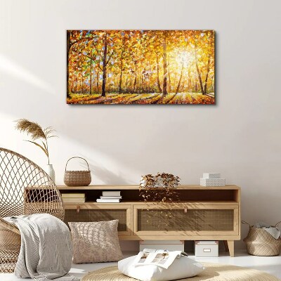 Leinwandbild Goldener Herbst im Wald